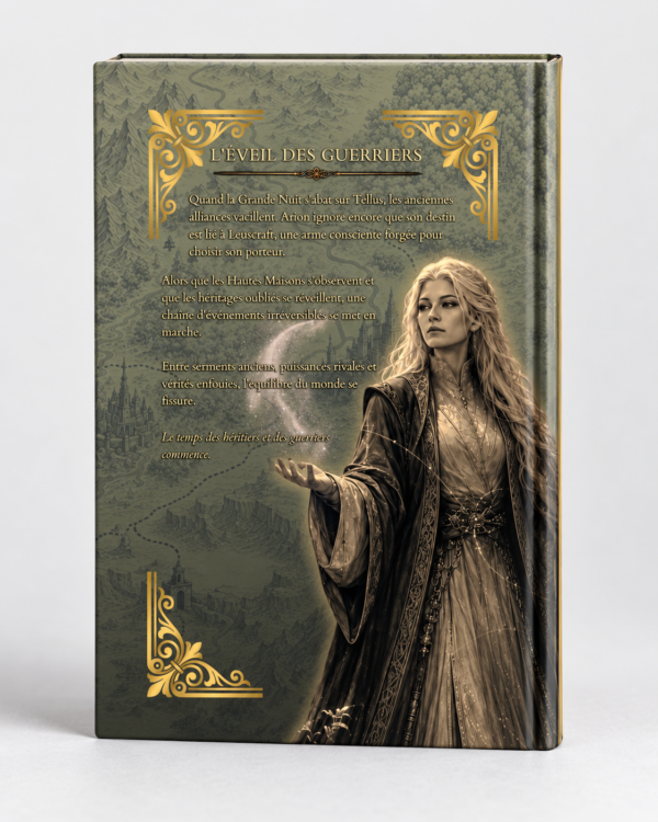 Tellus Tome 1 — Relié — couverture verso Les Chroniques de Tellus — Tome 1 : L’Éveil des Guerriers, édition reliée — couverture verso